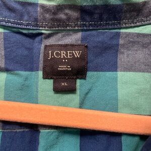 J. Crew Teal and Navy Plaid Men's Shirt